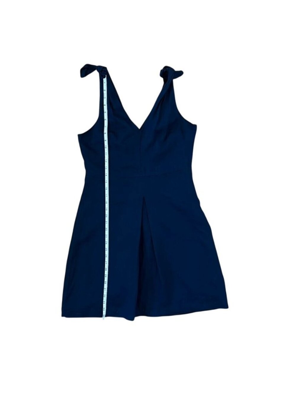 Gap Navy Linen Midi Dress Tie Shoulder Deep V Preppy Coastal Resort - Picture 9 of 11